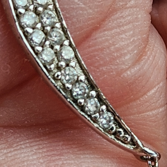 Sterling Pave Crescent Necklace - Picture 9 of 10